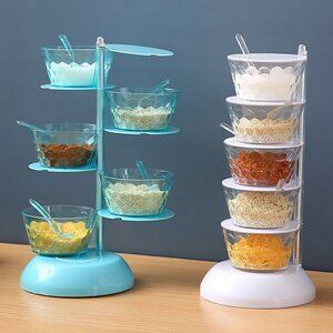 Seasoning Organizer Spice Box Swivel Spice Rack Clear Seasoning Box Kitchen